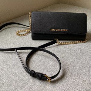 Michael Kors Jet Set Saffiano Leather Chain Wallet